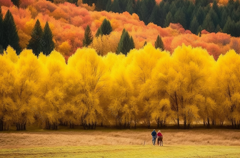在秋天大自然户外骑马的人实拍摄影图,高清,摄影图,摄影图片,图片大全,摄影图免费下载
